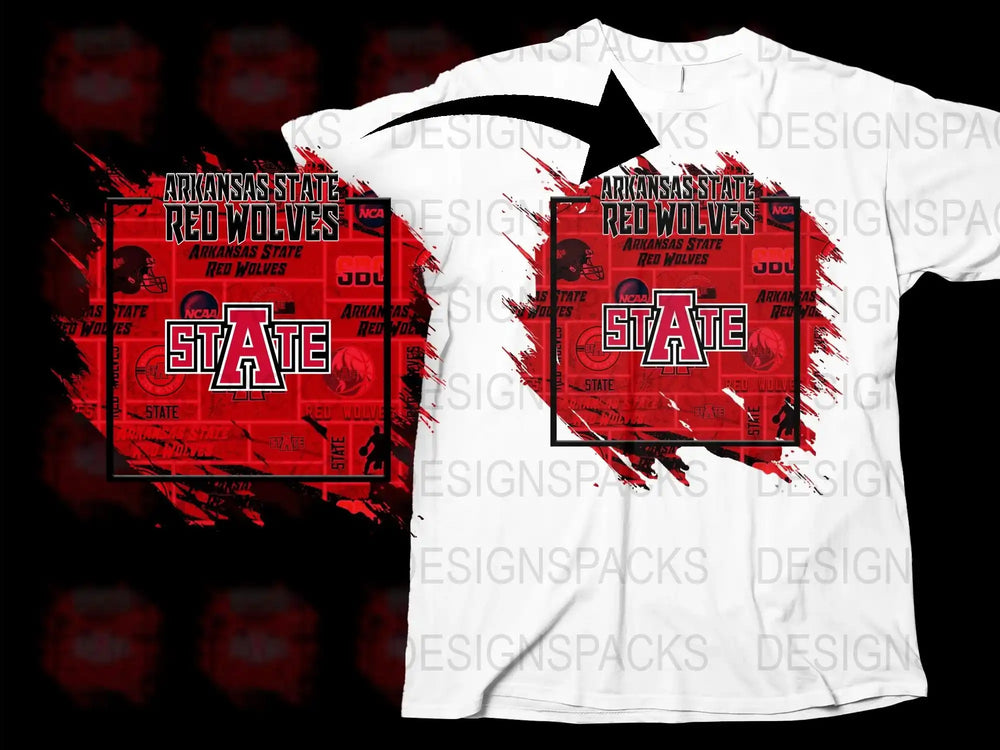 Arkansas State Red Wolves T-Shirt, College Sports Apparel, Graphic Tee, Team Spirit, NCAA Licensed, Bold Red and Black Design