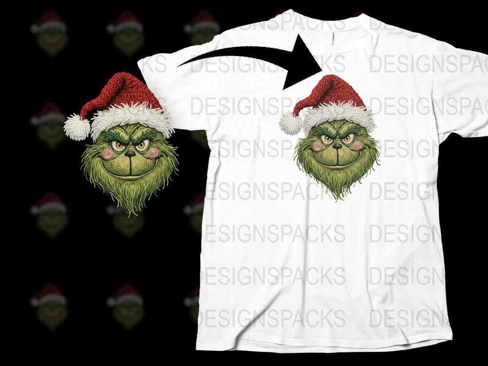 Grinch Santa Hat Christmas T-Shirt, Funny Holiday Tee, Unisex Xmas Gift Shirt