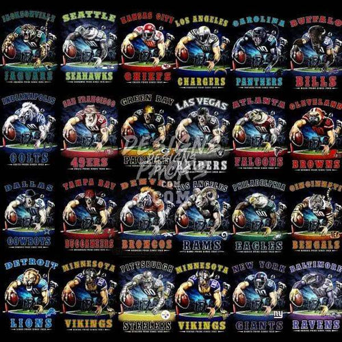 NFL team football designs for DTF, DTG, embroidery – print-ready PNG, SVG, PES bundles