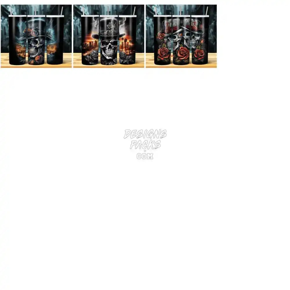 34 Airbrush Skulls Tumbler Wrap Bundle Jpg