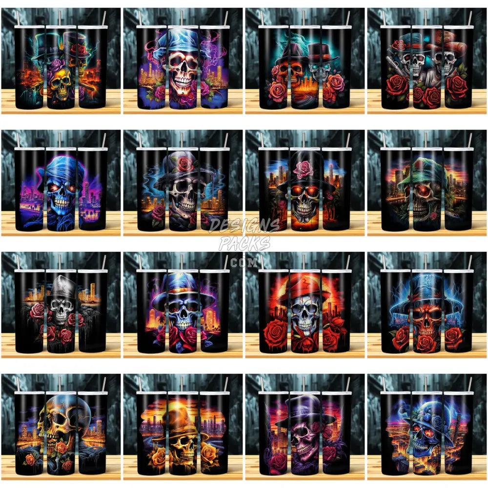 34 Airbrush Skulls Tumbler Wrap Bundle Jpg