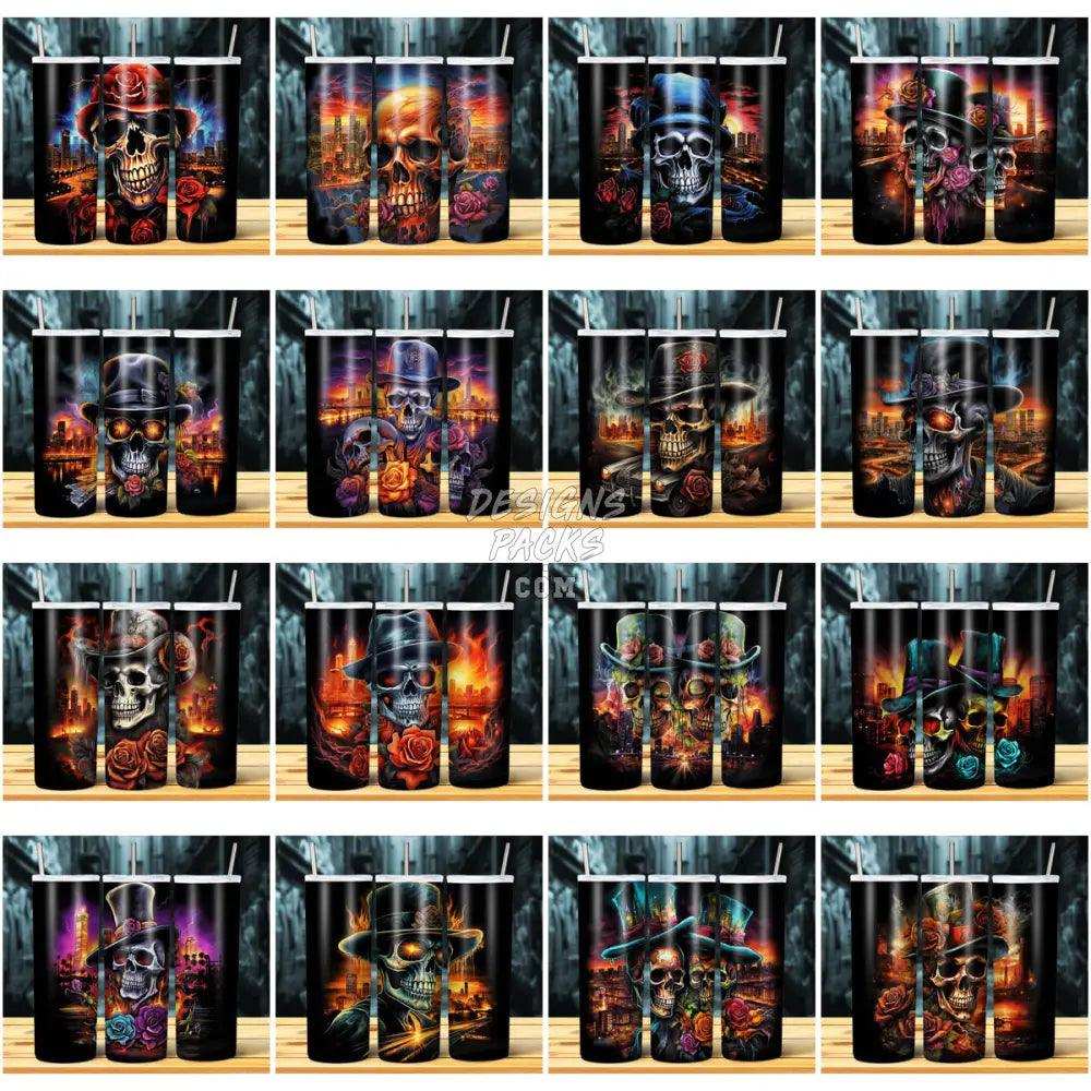 34 Airbrush Skulls Tumbler Wrap Bundle Jpg