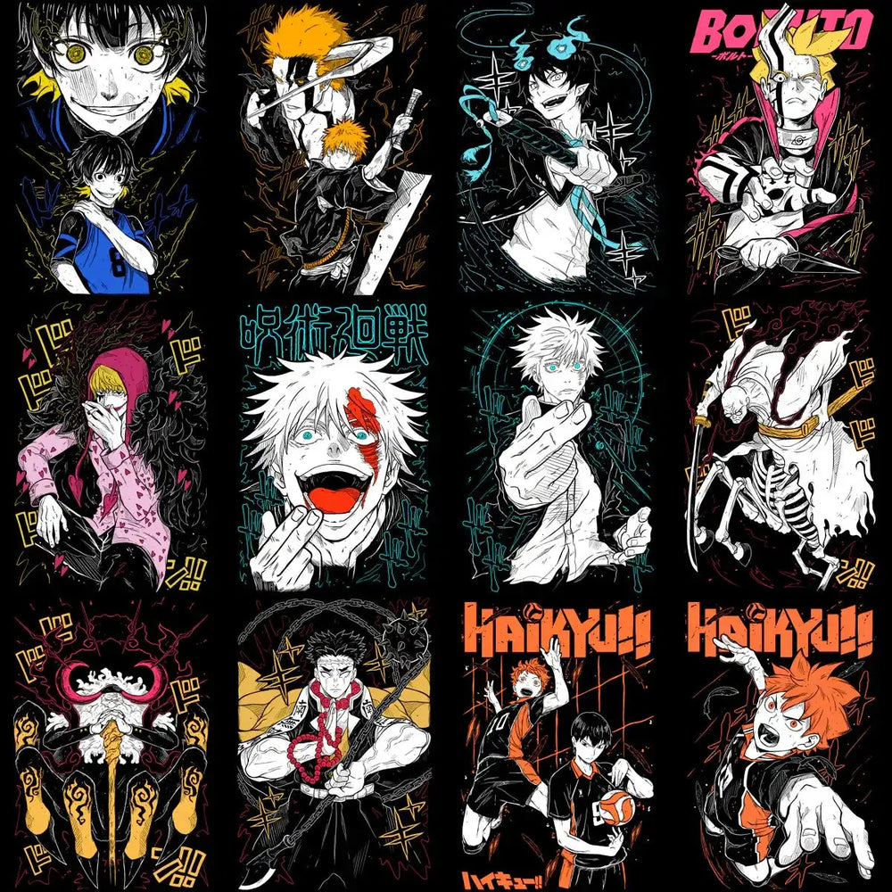 34 Anime Mix Streetwear Designs Bundle PNG + PSD (Separation)