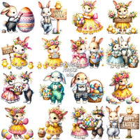 Load image into Gallery viewer, 34 Cute Easter Day Eggs Bunny Designs Bundle Png
