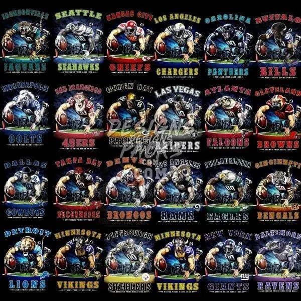 34 Football teams Designs Bundle PNG