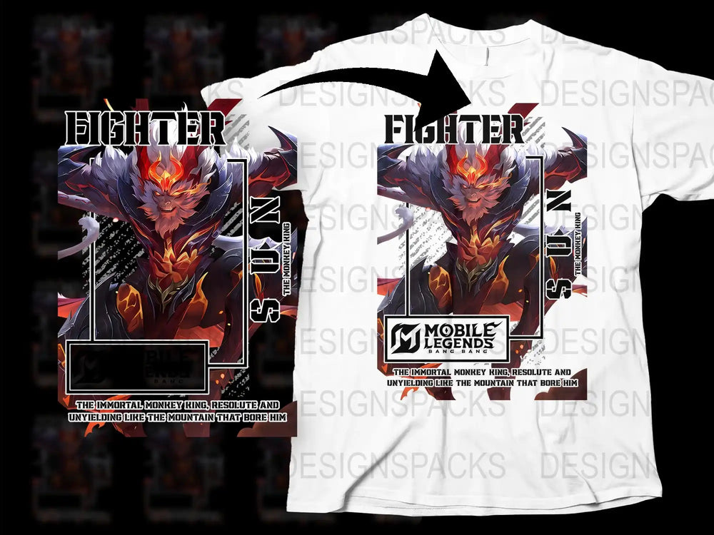 Mobile Legends Fighter T-Shirt, Sun Wukong Graphic Tee, Gaming Apparel, Unisex White Cotton Shirt