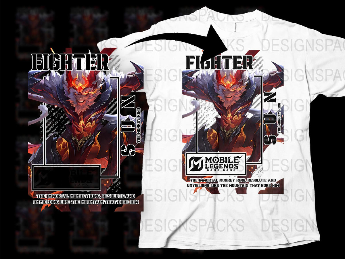 Mobile Legends Fighter T-Shirt, Sun Wukong Graphic Tee, Gaming Apparel, Unisex White Cotton Shirt