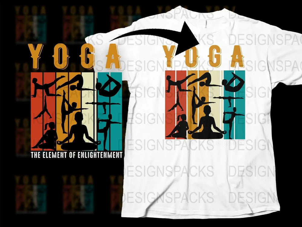 Yoga T-Shirt with Colorful Abstract Art, Yoga Poses, Inspirational Fitness Apparel for Men and Women