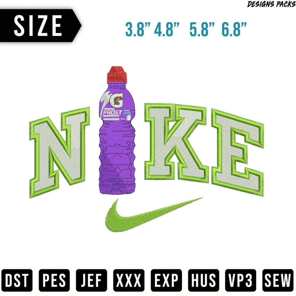 Nike logo with "FROST CO" text and size options on a white background.