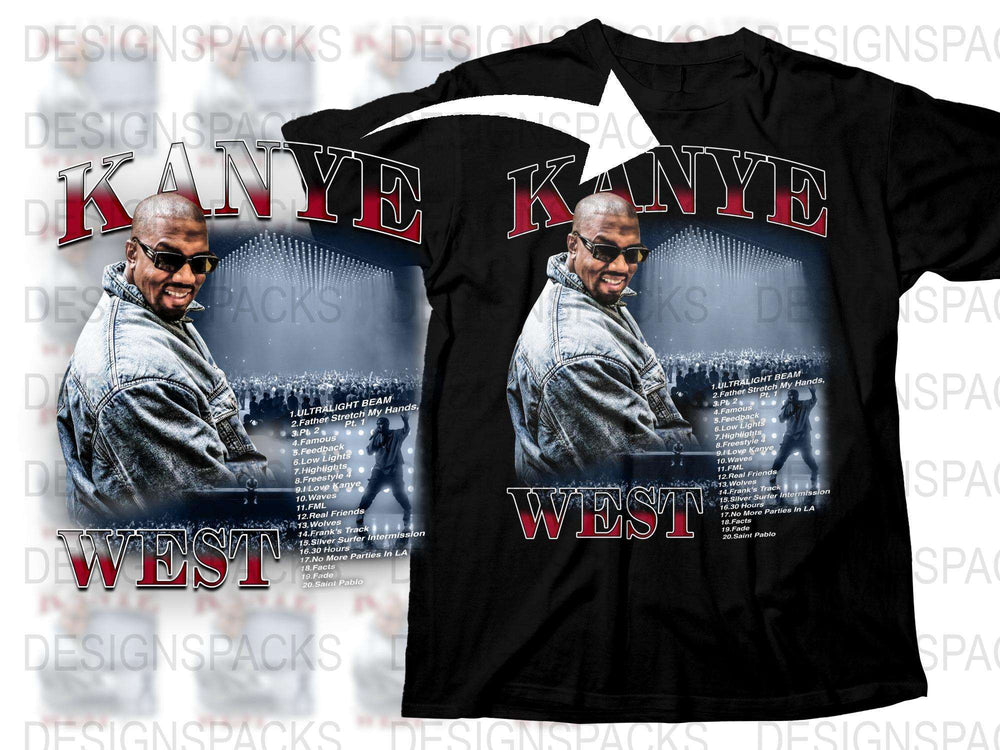 Kanye West Graphic T-Shirt, Hip Hop Artist Music Tee, Urban Fashion Streetwear, Unisex Black Cotton Shirt