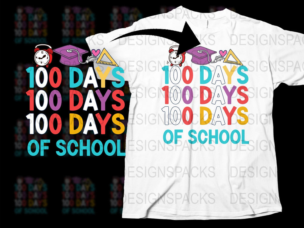 Colorful 100 Days of School T-Shirt, Teacher and Student Celebration Tee, Fun 100th Day Shirt Design for Kids and Adults