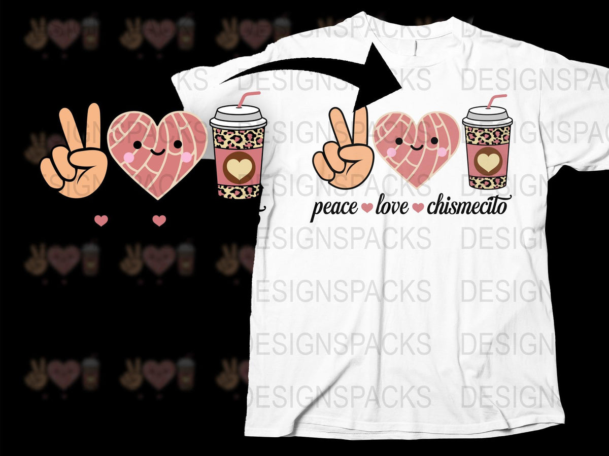 Peace Love Chisme Graphic T-Shirt, Trendy Latinx Fashion Tee, Cool Emoji and Hearts Design Shirt
