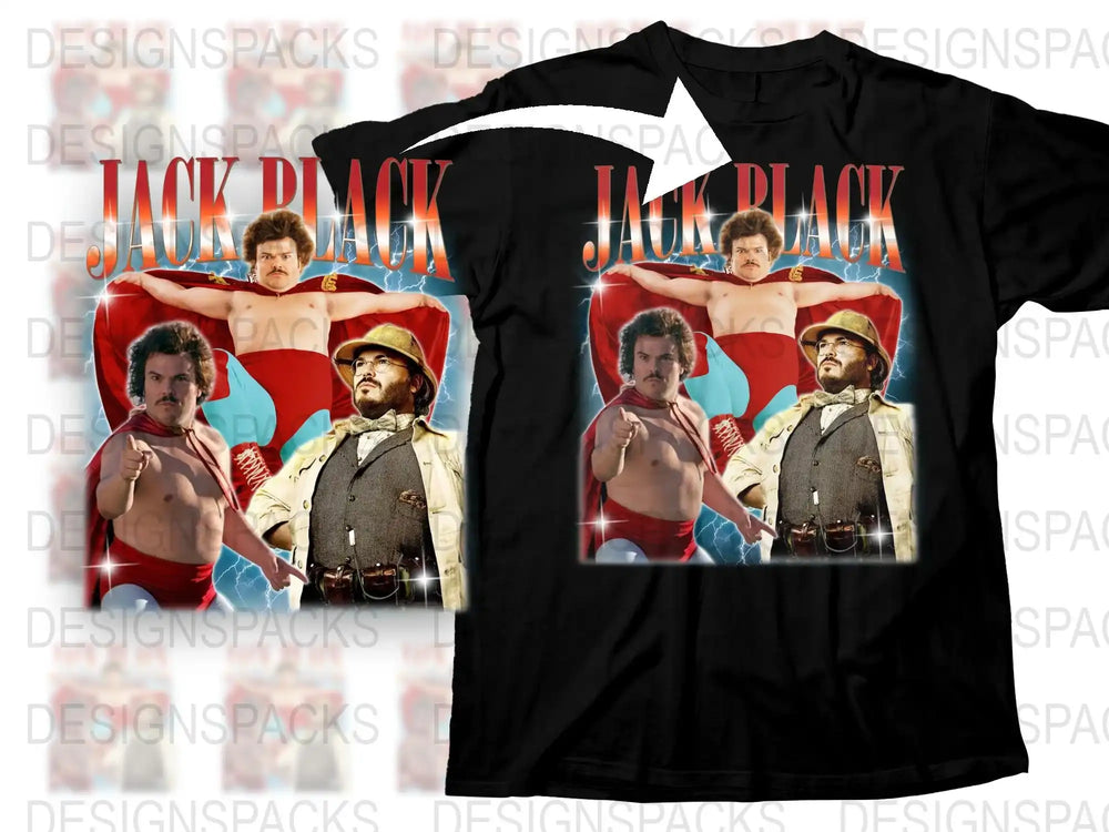 Jack Black Inspired Graphic T-Shirt, Vintage Movie Theme, Retro Style Tee, Colorful Men's Fashion Shirt