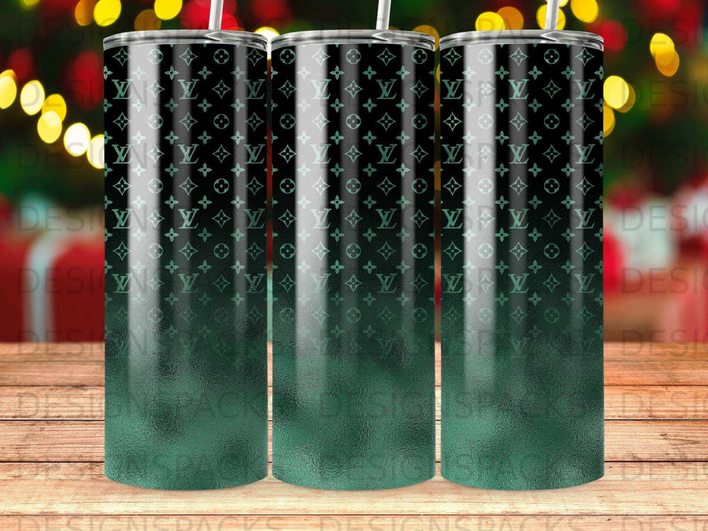 Black Emerald Green Monogram Gradient Tumbler product type