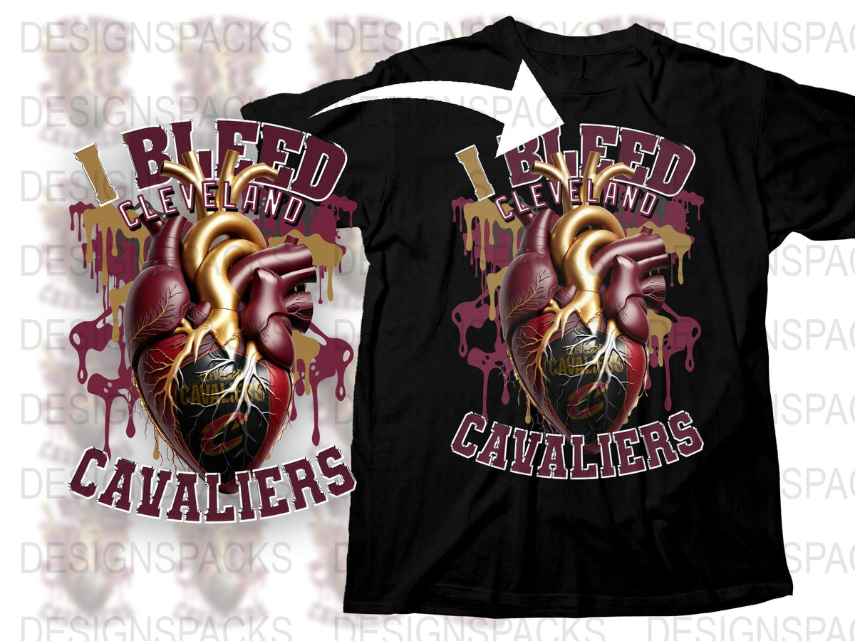 Cleveland Cavaliers Heartbeat T-Shirt, Bold Graphic Heart Design, Sports Fan Apparel