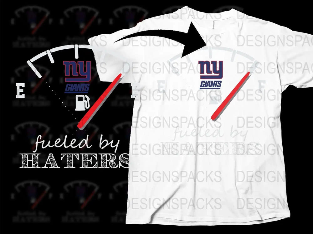 NY Giants Fueled by Haters T-Shirt, Sports Fan Gift, Football Graphic Tee, Unisex White Shirt