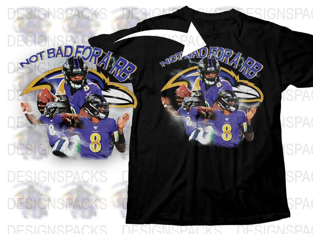 Baltimore Football T-Shirt, Lamar Jackson Graphic Tee, Purple and Black Colors, Sports Fan Apparel