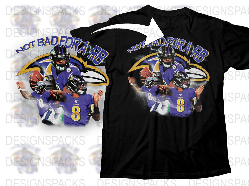 Baltimore Football T-Shirt, Lamar Jackson Graphic Tee, Purple and Black Colors, Sports Fan Apparel