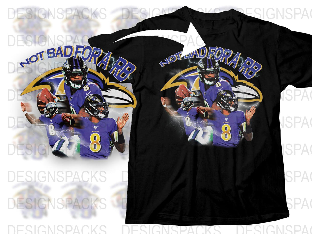Baltimore Football T-Shirt, Lamar Jackson Graphic Tee, Purple and Black Colors, Sports Fan Apparel