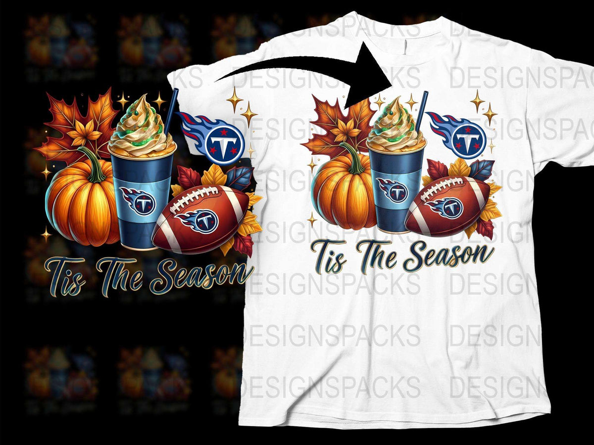 Autumn Seasonal T-Shirt, Pumpkin Spice Latte Design, Tennessee Football Fan Apparel, Unisex White Tee with Fall Graphics
