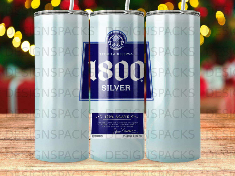 1800 Silver Tequila Reserva bottle with "1800" and "100% Agave" text.