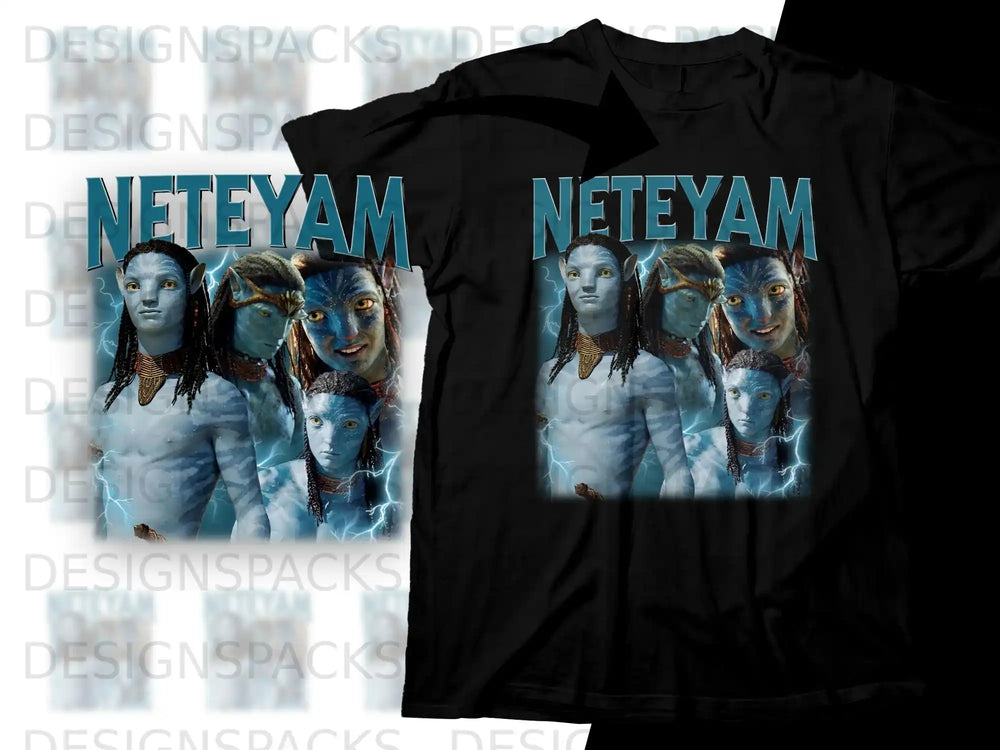 T-shirt featuring characters from Avatar: The Way of Water, "Neteyam" text.