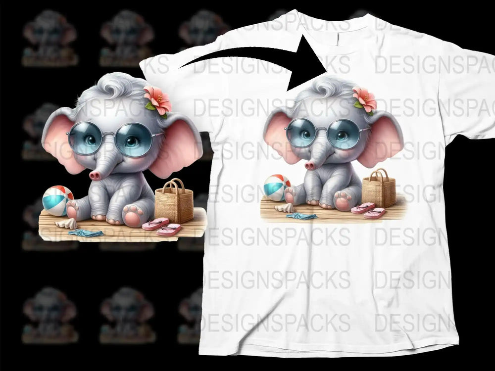 Cute Elephant T-Shirt, Kids Animal Graphic Tee, Summer Beach Ball Design, Unisex Children's Clothing