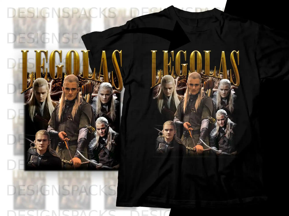 Legolas t-shirt featuring multiple images of the character with a bow.