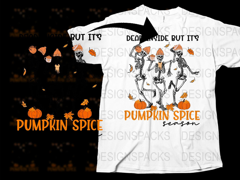 Halloween Skeleton T-Shirt, Pumpkin Spice Season Tee, Fall Graphic Shirt, Unisex White Top, Spooky Halloween Apparel