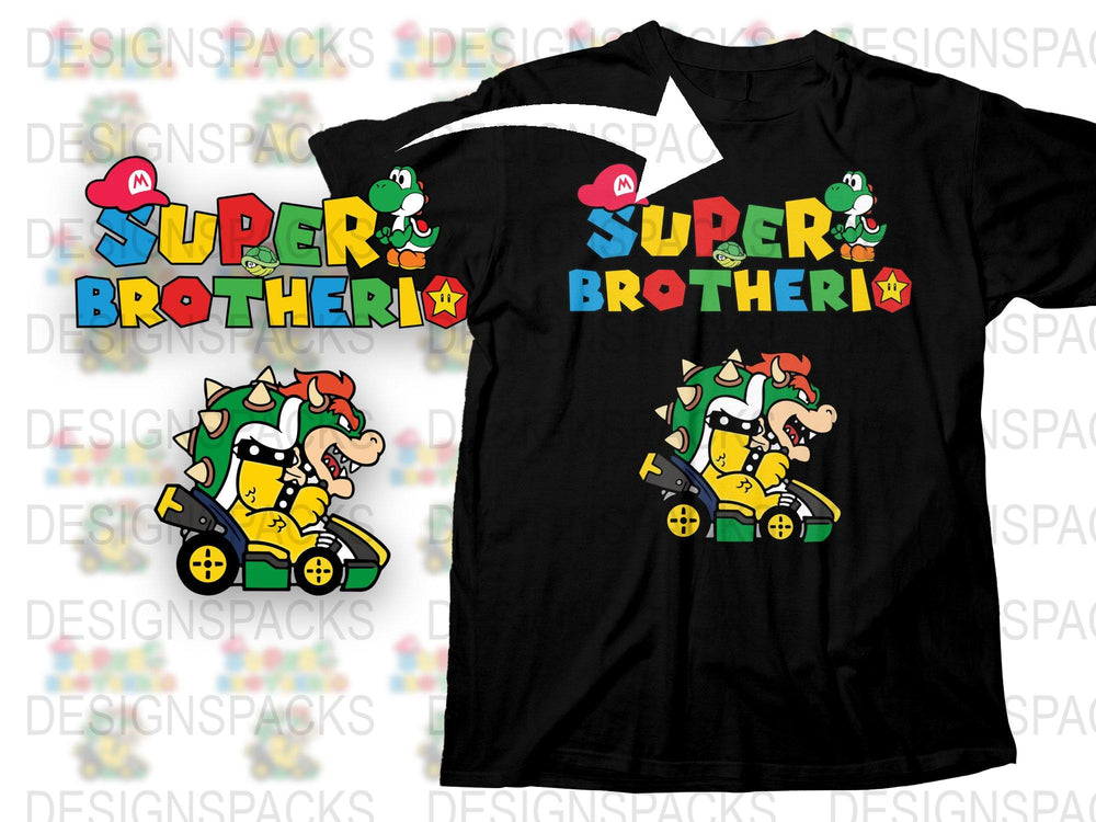 Super Brother Kart Racing T-Shirt, Colorful Graphic Tee, Video Game Inspired Shirt, Casual Wear for Gamers, Unisex T-Shirt Design