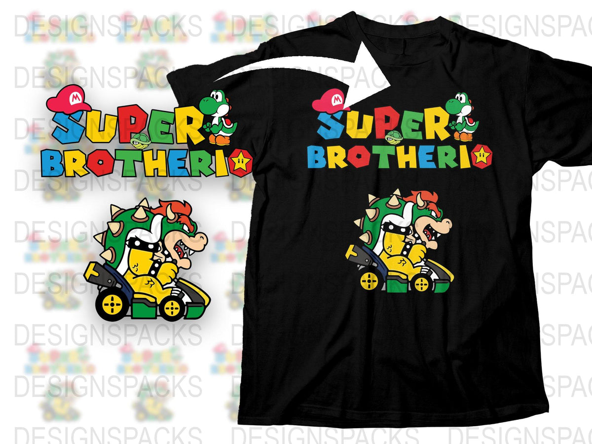 Super Brother Kart Racing T-Shirt, Colorful Graphic Tee, Video Game Inspired Shirt, Casual Wear for Gamers, Unisex T-Shirt Design