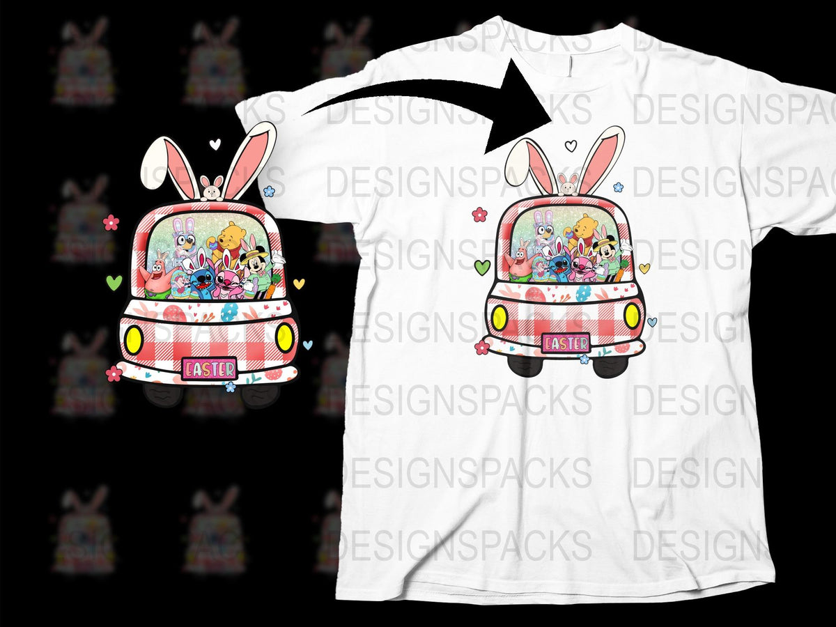 Easter Bunny Themed T-Shirt, Cute Rabbit and Eggs, Spring Holiday Apparel for Kids and Adults