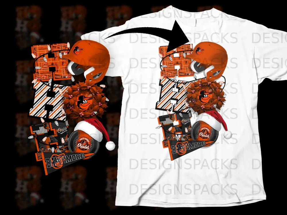 Baltimore Orioles Festive Holiday T-Shirt Design