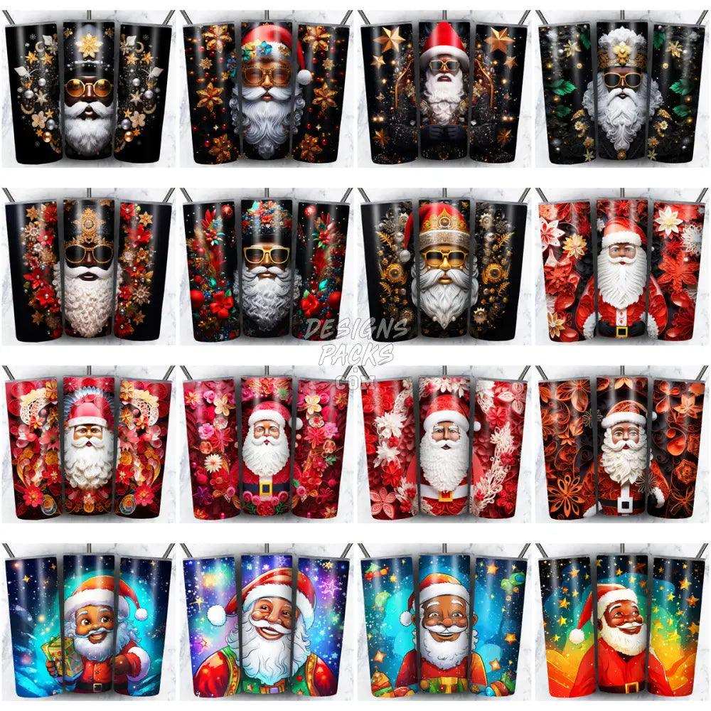 35 Black Santa Claus Christmas Tumbler Wrap Bundle Jpg