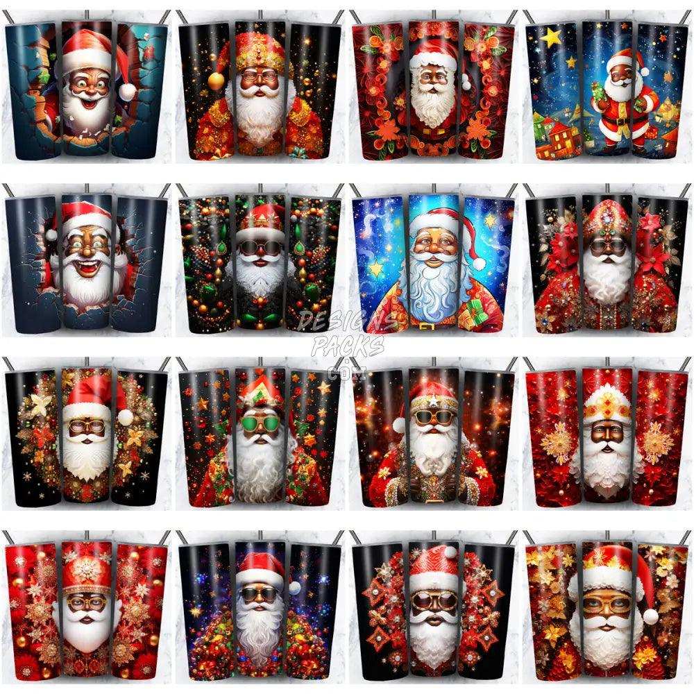 35 Black Santa Claus Christmas Tumbler Wrap Bundle Jpg
