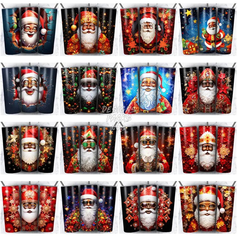 35 Black Santa Claus Christmas Tumbler Wrap Bundle Jpg