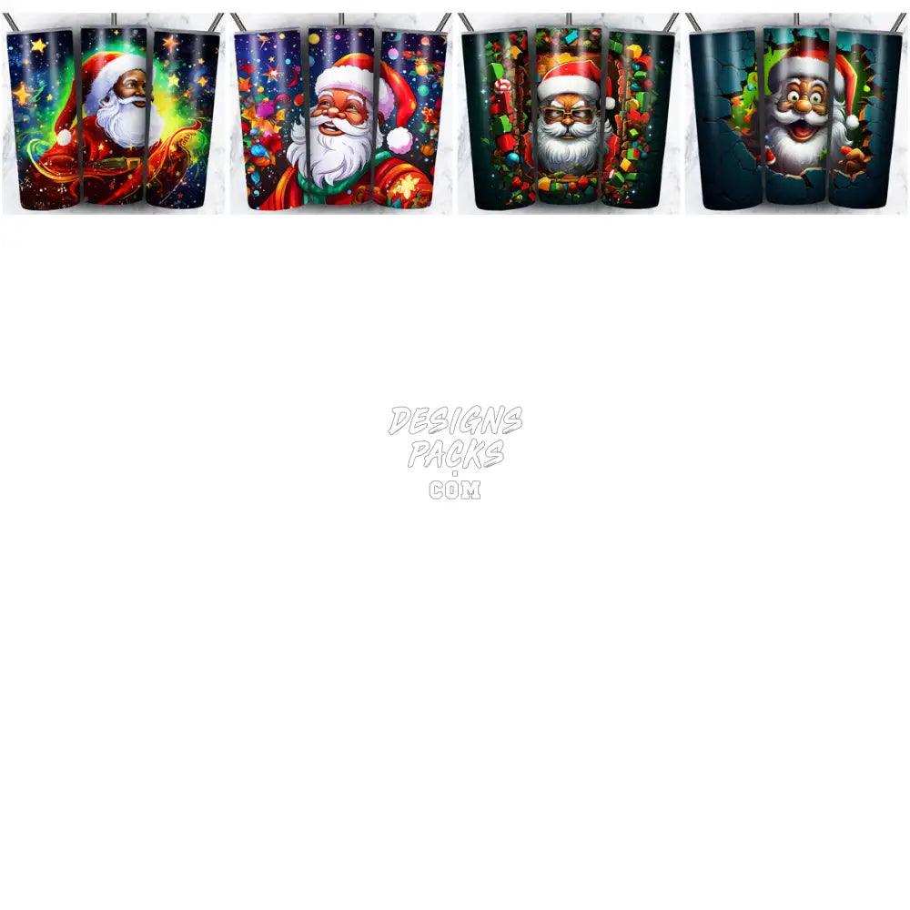 35 Black Santa Claus Christmas Tumbler Wrap Bundle Jpg
