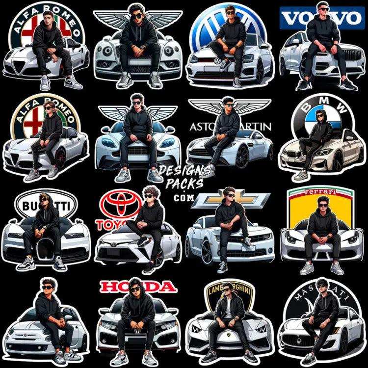 35 Car Brand Guy Driver Designs Bundle Png