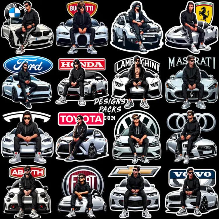 35 Car Brand Guy Driver Designs Bundle Png