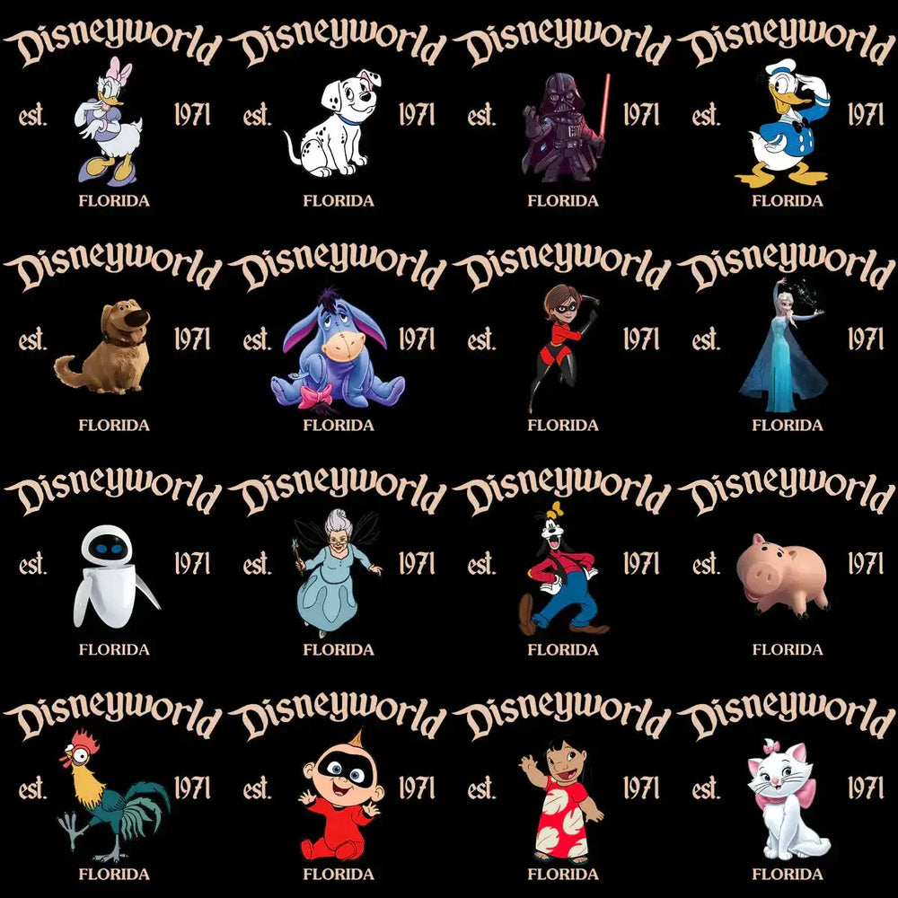 35 Cartoons EST Disneyworld Florida Mix Designs Bundle PNG