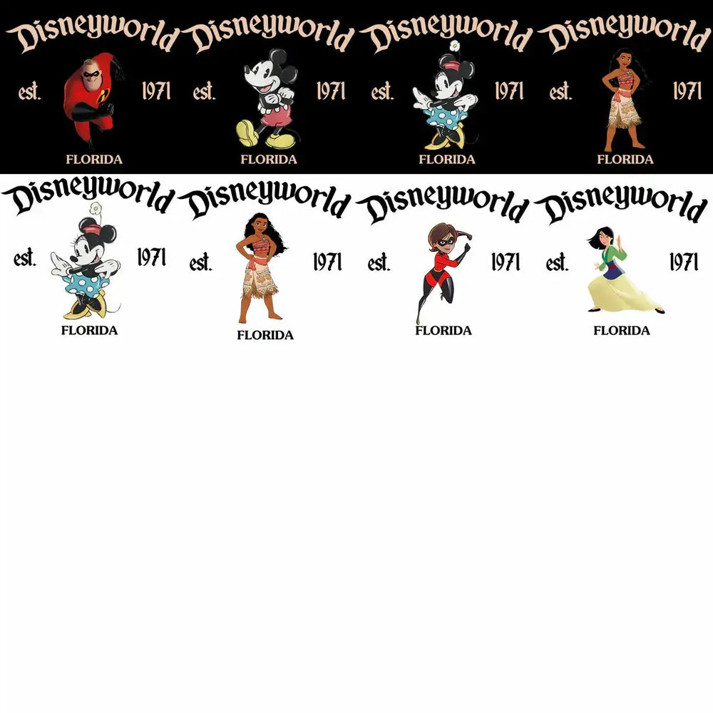 35 Cartoons EST Disneyworld Florida Mix Designs Bundle PNG