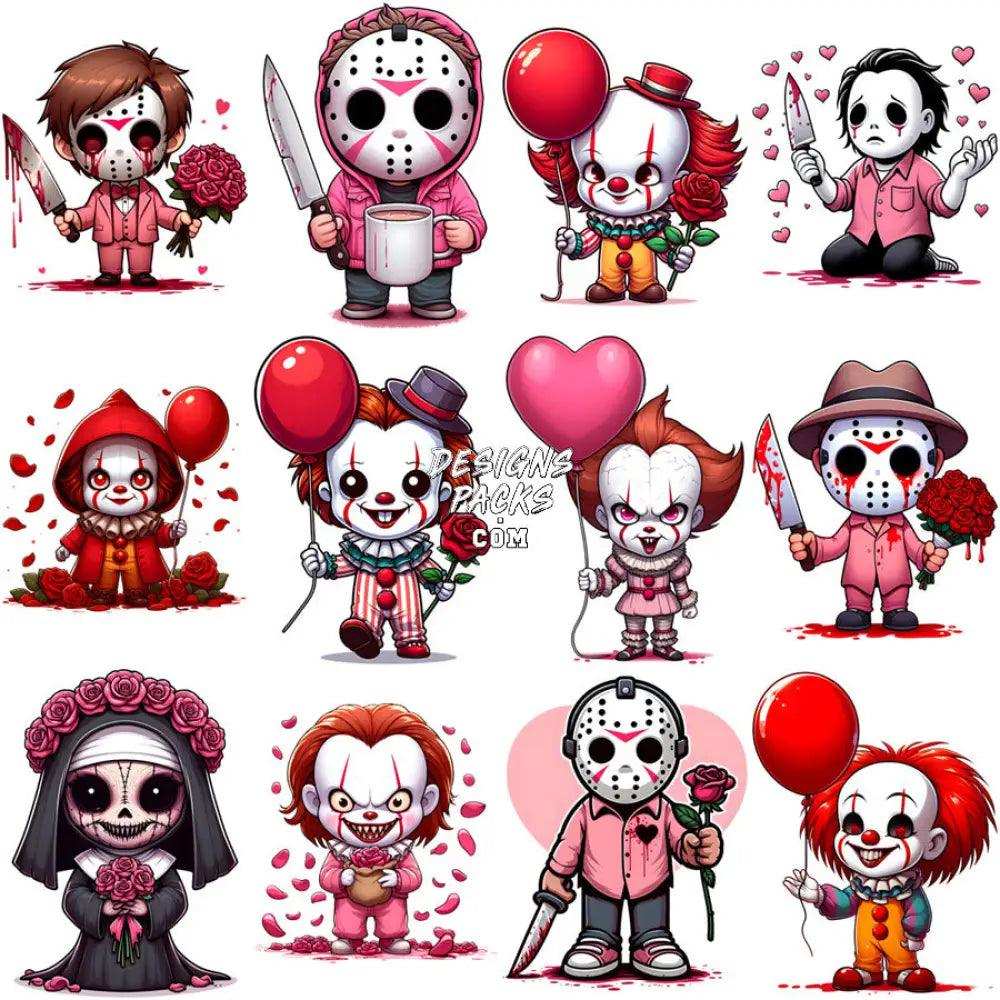 35 Chibi Horror Halloween Love Designs Bundle Png
