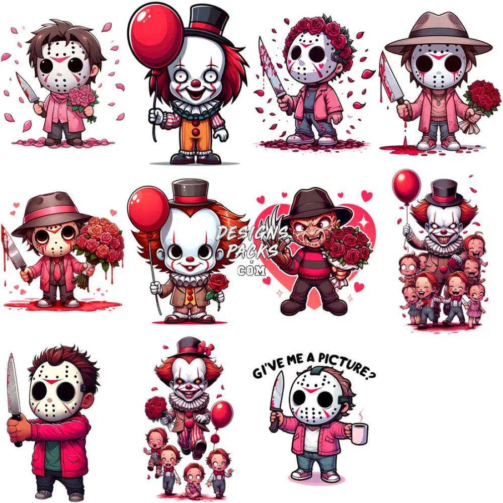 35 Chibi Horror Halloween Love Designs Bundle Png