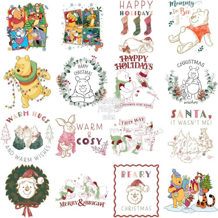 35 Christmas Cartoon Winnie Designs Bundle Png