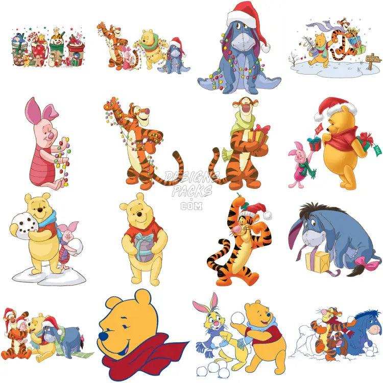 35 Christmas Cartoon Winnie Designs Bundle Png