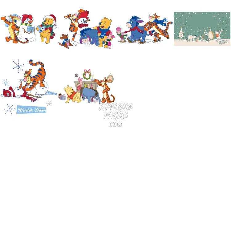 35 Christmas Cartoon Winnie Designs Bundle Png