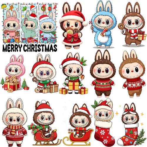 35 Christmas Labubu Cartoon Designs Bundle PNG