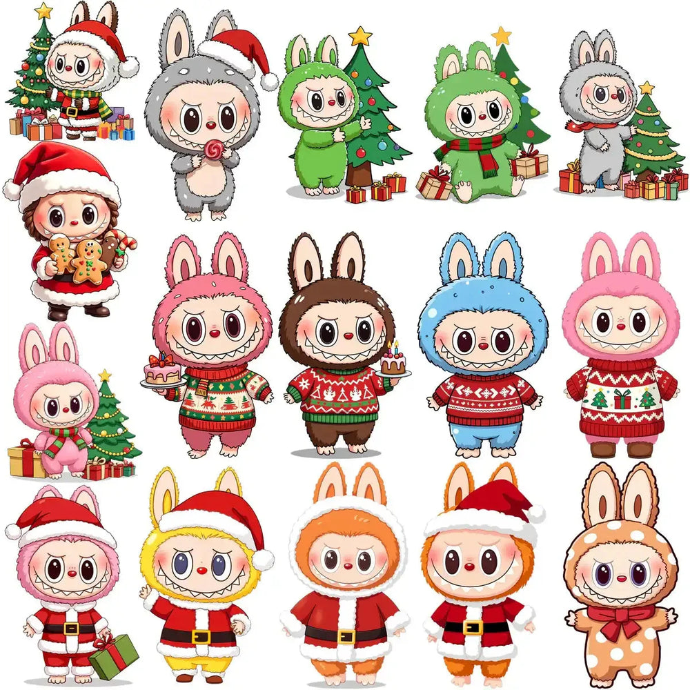 35 Christmas Labubu Cartoon Designs Bundle PNG