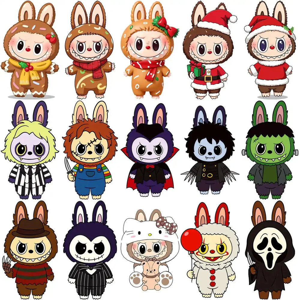 35 Christmas Labubu Cartoon Designs Bundle PNG