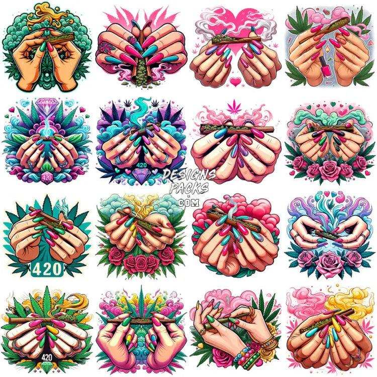 35 Girl Hands 420 Cannabis Marijuana Designs Bundle Png